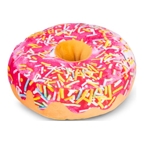 Donut hondenknuffel Beeztees XL met knisperfolie 10 Beeztees Donut XL Regenboog, roze donut hondenknuffel met gekleurde spikkels