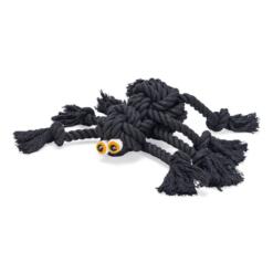 Beeztees Flossy Spin, halloween hondenspeelgoed van zwart katoenen flostouw met geknoopte poten