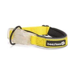 Beeztees Parinca Premium lichtgevende halsband in geel met neopreen voering