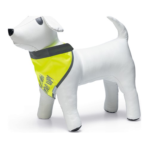 Reflecterende bandana hond Beeztees Safety Gear Chiny 3 Reflecterende bandana Beeztees Chiny in geel, zijaanzicht op witte etalagehond