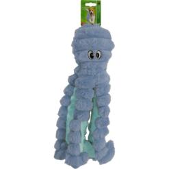 Blauwe octopus knuffel van Boon met geribbelde armen en mintgroene stof ertussen