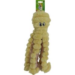 Octopus knuffel van Boon voor honden in geel corduroy pluche met geborduurde oogjes en pieper
