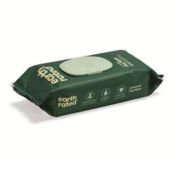 Earth Rated Hondendoekjes Geurloos, 100 stuks 13 Achterkant verpakking Earth Rated hondendoekjes geurloos met kenmerken en iconen