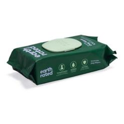 Earth Rated Hondendoekjes Lavendel, 100 stuks 12 Achterkant verpakking Earth Rated hondendoekjes lavendel met kenmerken en iconen