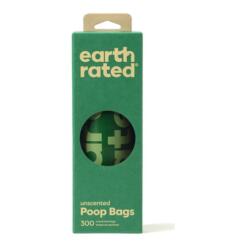 Poepzakjes Earth Rated 300 stuks in Dispenserdoos 7 Voorkant van de groene Earth Rated doos met 300 geurloze poepzakjes en kijkvenster