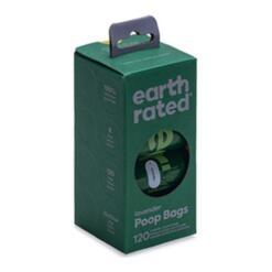 Poepzakjes Lavendel Earth Rated 8 x 15 stuks 11 Doos met 8 rolletjes poepzakjes met lavendelgeur van Earth Rated, schuin aanzicht