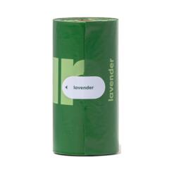 Groen rolletje Earth Rated poepzakjes met lavendel etiket