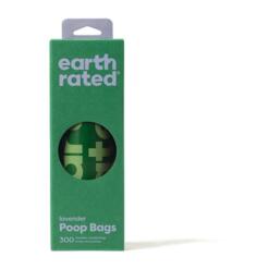 Vooraanzicht van de Earth Rated poepzakjesdoos lavendel met venster en 300 poepzakjes