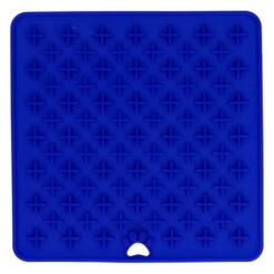Blauwe siliconen likmat met kruisjespatroon van Eat Slow Live Longer