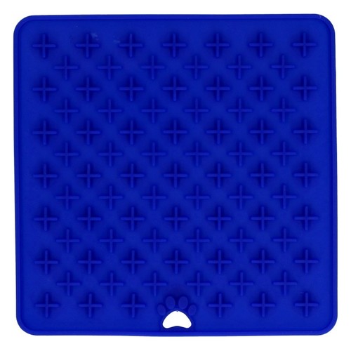 Likmat Cross voor honden | Eat Slow Live Longer 3 Blauwe siliconen likmat met kruisjespatroon van Eat Slow Live Longer