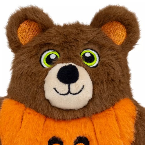 Halloween hondenspeelgoed: KONG Snuzzles Bat & Bear 10 Close up van het geborduurde snoetje van de KONG Halloween Snuzzles Bear