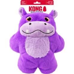KONG Snuzzles XL Hippo | Premium hondenknuffel met pieper 13 Detail van de zachte pluche en pieper-constructie van de hondenknuffel