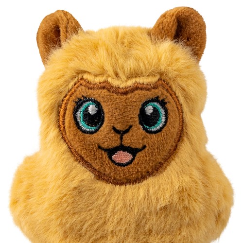 KONG Snuzzles Mini Llama Hondenknuffel XS 5 Close-up van het geborduurde gezicht van de KONG Snuzzles Mini Llama hondenknuffel