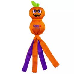 KONG Wubba Ballistic Jack-o-Lantern L, oranje Halloween pompoen met oranje en paarse staarten