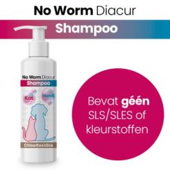No Worm Diacur Chloorhexidine Shampoo hond 250 ml 11 No Worm Diacur shampoo fles zonder SLS, SLES en kleurstoffen