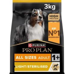 Pro Plan Light/Sterilised hondenvoer met kip, zak van 3 kg, vooraanzicht
