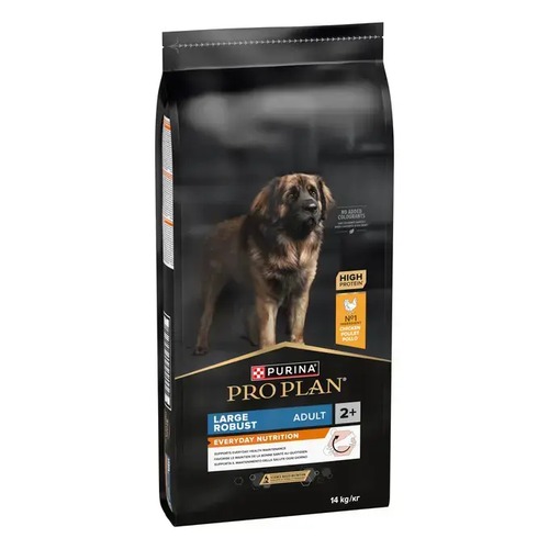 Pro Plan Large Robust Adult Kip 14 kg 3 Zijaanzicht van de zak Pro Plan Large Robust Adult hondenvoer met kip, 14 kg