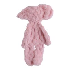 Achterkant van de knuffeldoek olifant, roze zachte pluche stof