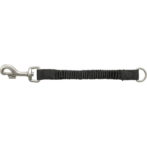 Schokdemper Trixie voor je hond 3 Close-up van de schokdemper met wartelhaak, elastische band en D-ring