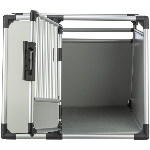 Autobench Aluminium TRIXIE, S tot XL 3 Aluminium autobench met geopende deur, zicht op de veiligheidssluiting en de binnenkant
