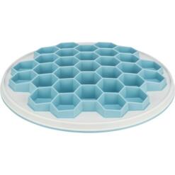 Trixie Slow Feeding voederplaat Hive in wit en blauw, bijenkorfpatroon, ø30 cm