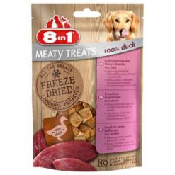 8in1 Meaty Treats gevriesdroogde eend, zak van 50 gram met blokjes van 100% eendenborst