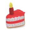 Beeztees Party Taart, pluche taartpunt met rood kaarsje en gekleurde sprinkels voor een hondenverjaardag
