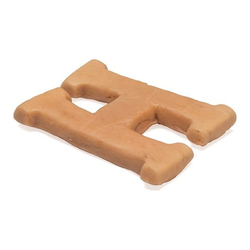 Beeztees Sint Letter H | sinterklaas snack voor je hond 4 Zijaanzicht van de Beeztees Sint Letter H hondensnack van 1 cm dik