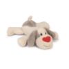 Beeztees XL hondenknuffel Ties van zacht pluche, wit met grijze vlekken en rood hartjesneusje