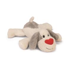 Beeztees XL hondenknuffel Ties van zacht pluche, wit met grijze vlekken en rood hartjesneusje
