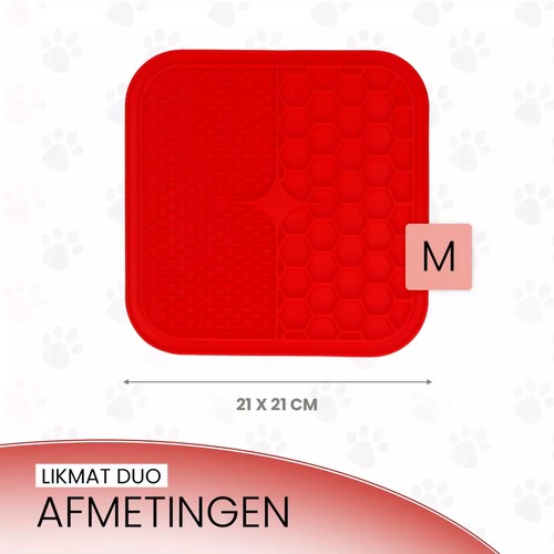 Likmat Duo Eat Slow Live Longer met zuignappen 4 Afmetingen likmat Duo 21 x 21 cm