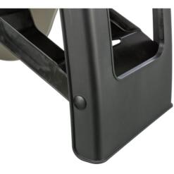 Detail van het zwarte frame met scharnierpunt