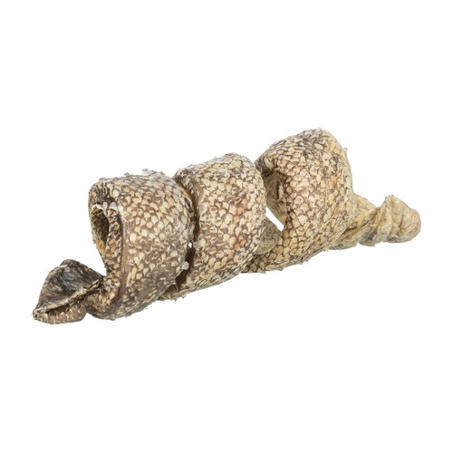 Trixie Curl kabeljauwsnack van runderhuid | 12 cm 6 Trixie Curl met kabeljauw en runderhuid, gedraaid tot een spiraal